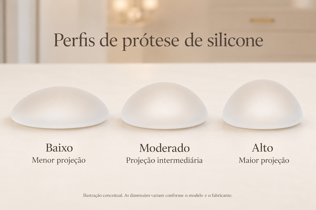 Diferença entre perfis de próteses de silicone
