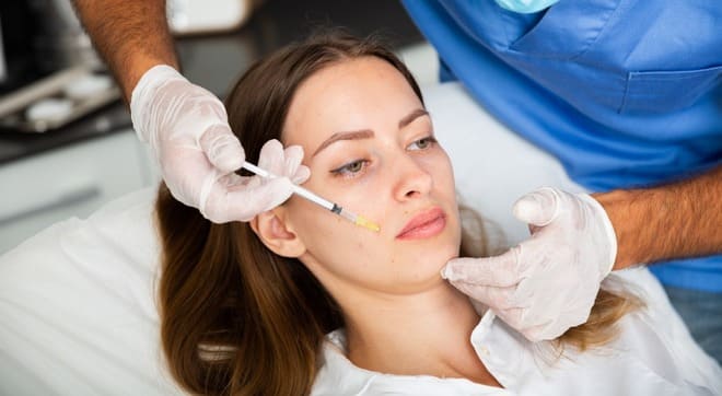 mulher realizando procedimento de carboxiterapia