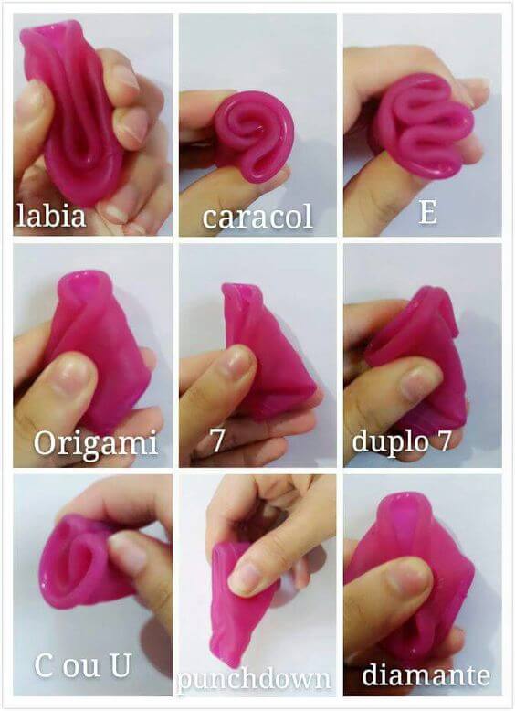 formas de dobrar um coletor menstrual