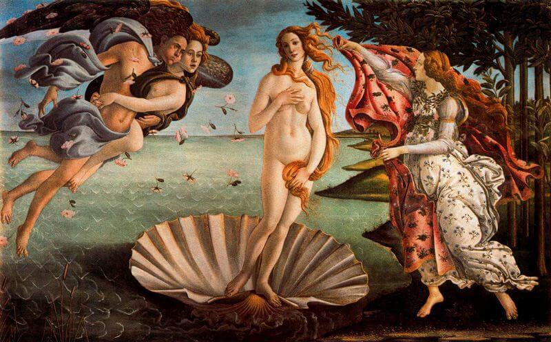 Quadro Vênus de Botticelli, retratando a beleza feminina
